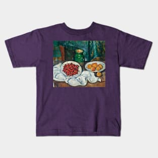 Still Life with Cherries and Peaches by Paul Cezanne Kids T-Shirt